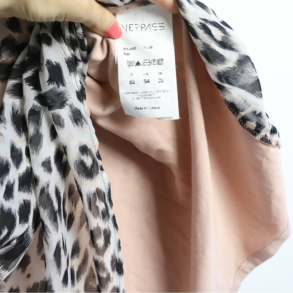 Verpass mixed media top leopard animal print pastel pink plus size blouse 22 - Picture 5 of 7